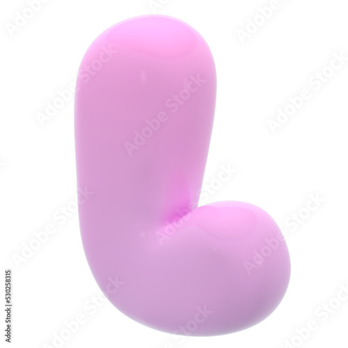 Alphabet L bubble letter illustration in 3D design