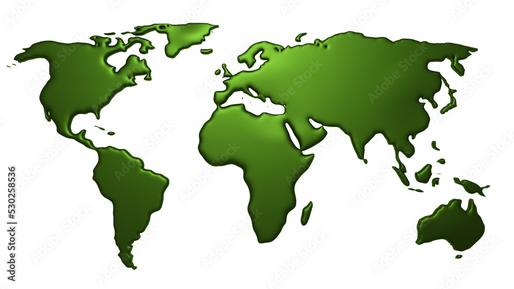 Green 3D World Map 