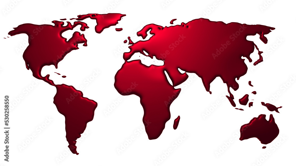 Red 3D World Map 
