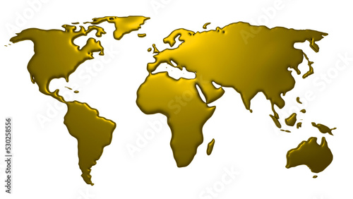 Gold 3D World Map 