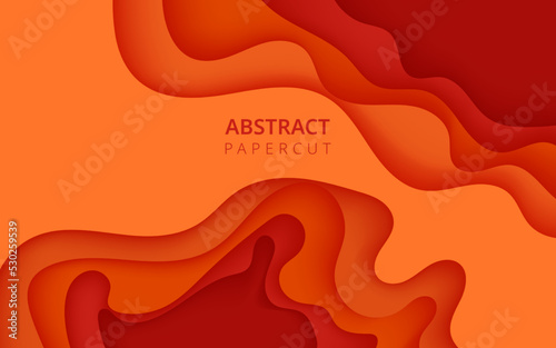 abstract colorful orange dynamic wavy layers papercut style background. eps10 vector