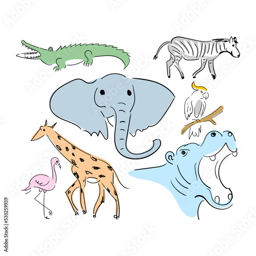 Hand drawn elements of croc...