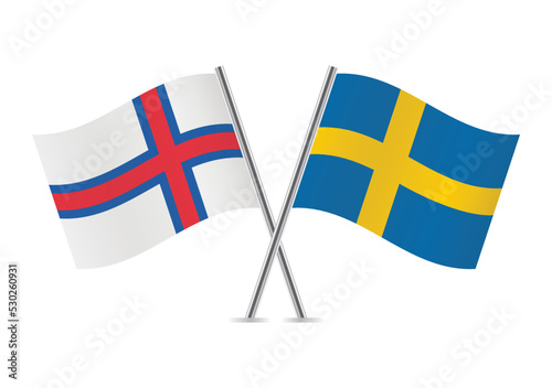 Free Download The Faroe Islands and Sweden crossed flags. Faroes and Swedish flags on white background. Vector icon set. Vector illustration. - GFXLoad