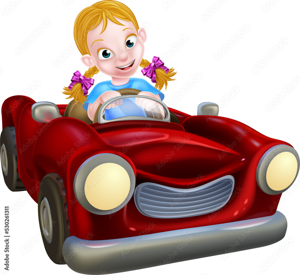 Cartoon Girl Driving Car Cartoon Girl Driving Car