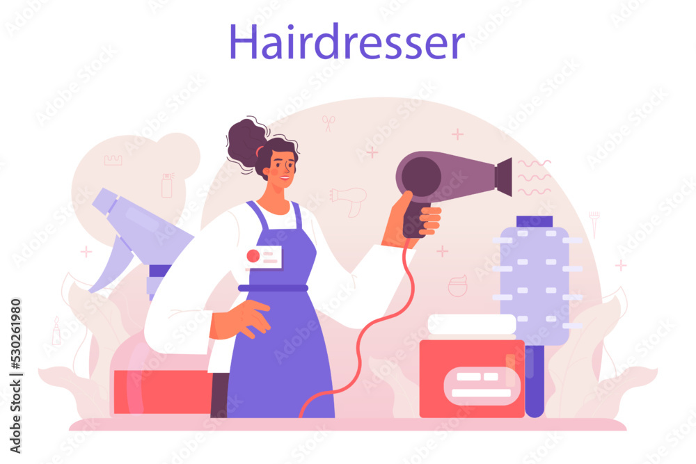 Hairdresser concept. Idea of hair care in salon with professional Hairdresser concept. Idea of hair care in salon with professional