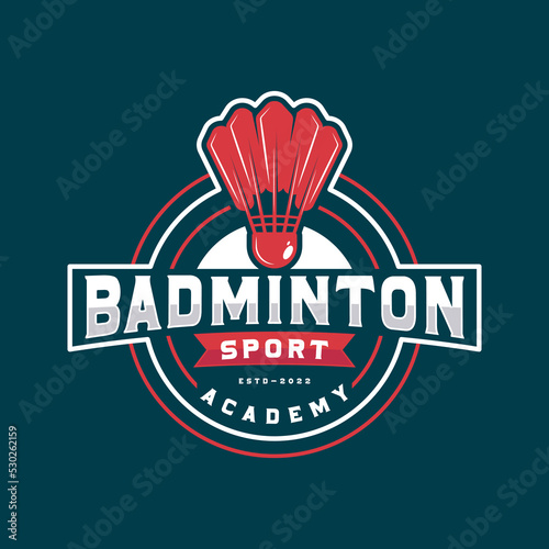 Emblem patch badminton sport logo template.