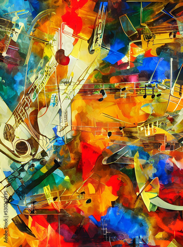 Wall Mural musica, ilustração, arte, notas, instrumentos