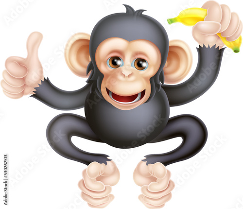 Cartoon Chimp Monkey With B...