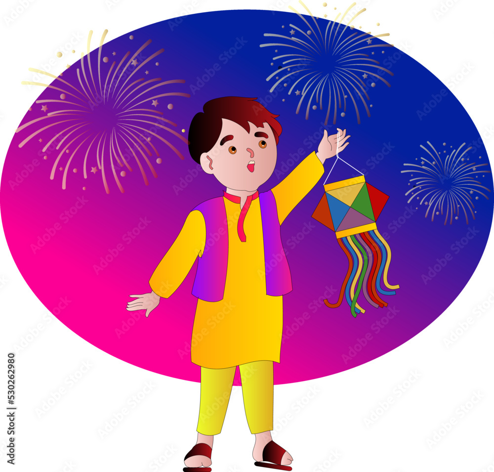 caption Festival of Lights in Hindi Deepavali or Diwali greeting card