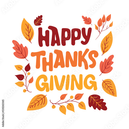 Happy thanksgiving day - Give thanks. Autumn fall pattern bakground. Thanksgiving lettering postcard.
