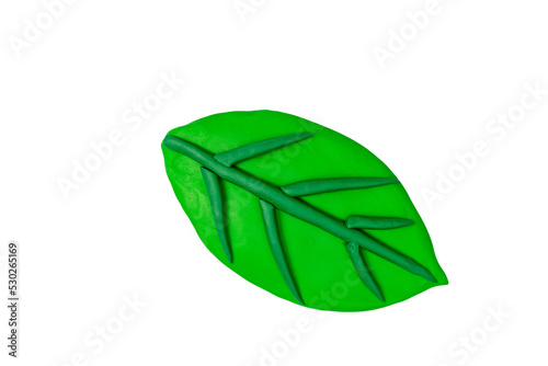 green leaves made from plasticine clay 