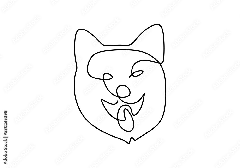 One continuous single line of do head for international dog day isolated on white background. One continuous single line of do head for international dog day isolated on white background.