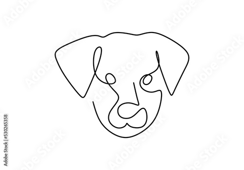 One continuous single line of dog head for international dog day isolated on white background.