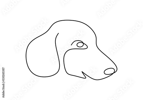 One continuous single line of dog head for international dog day isolated on white background.