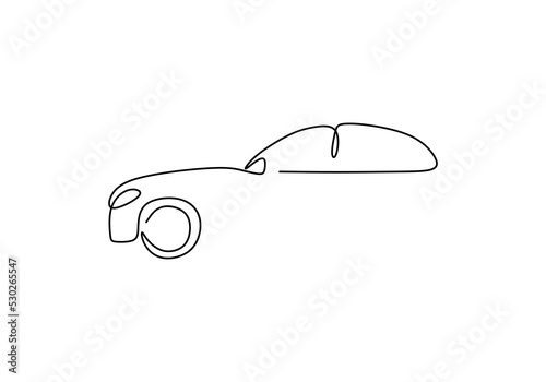 One continuous single line of car for transportation theme isolated on white background.