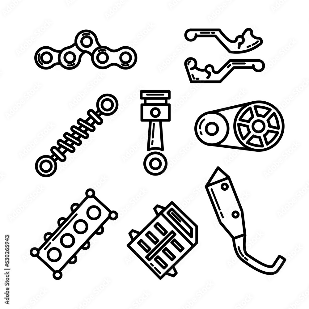 motorcycle parts icon set illustration design motorcycle parts icon set illustration design