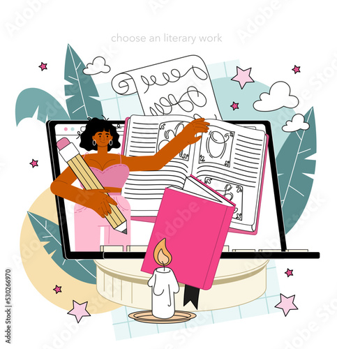 Literature school subject online service or platform. Study ancient