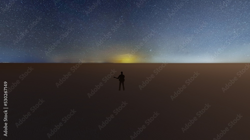 silhouette of a person walking on the dessert