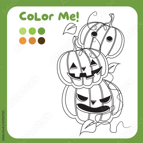 Coloring page. Coloring page Halloween edition. Fun activity for kids. Vector illustration. Coloring worksheet Halloween edition. Kindergarten activity. Activity kit. Coloring sheet. Halloween edition