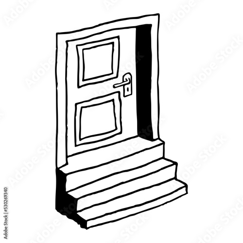black and white door