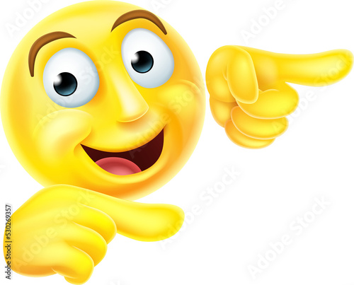 Emoji emoticon smiley pointing