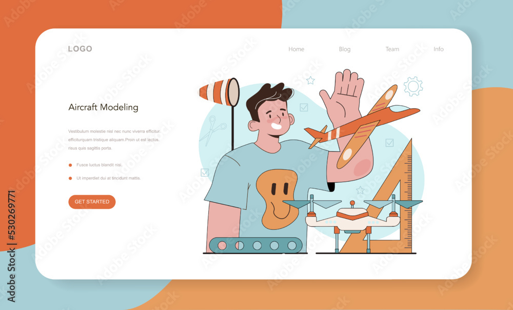 Crafting and modeling school course web banner or landing page
