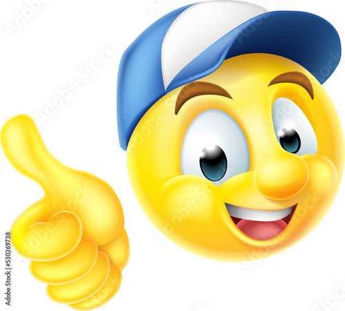 Emoji Emoticon Worker Giving Thumbs Up