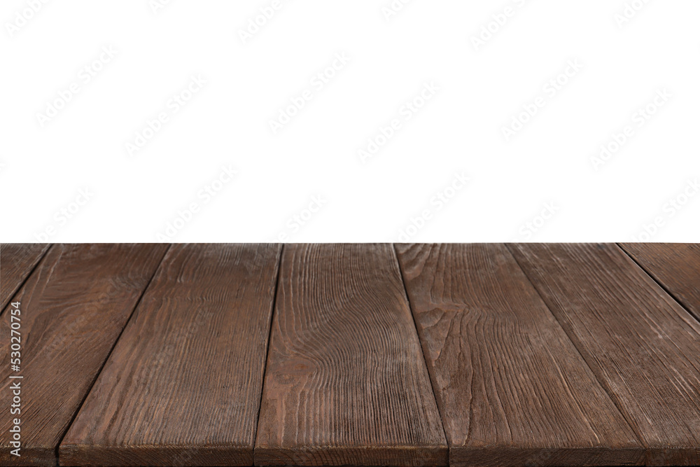 Empty brown wooden surface isolated on white Empty brown wooden surface isolated on white
