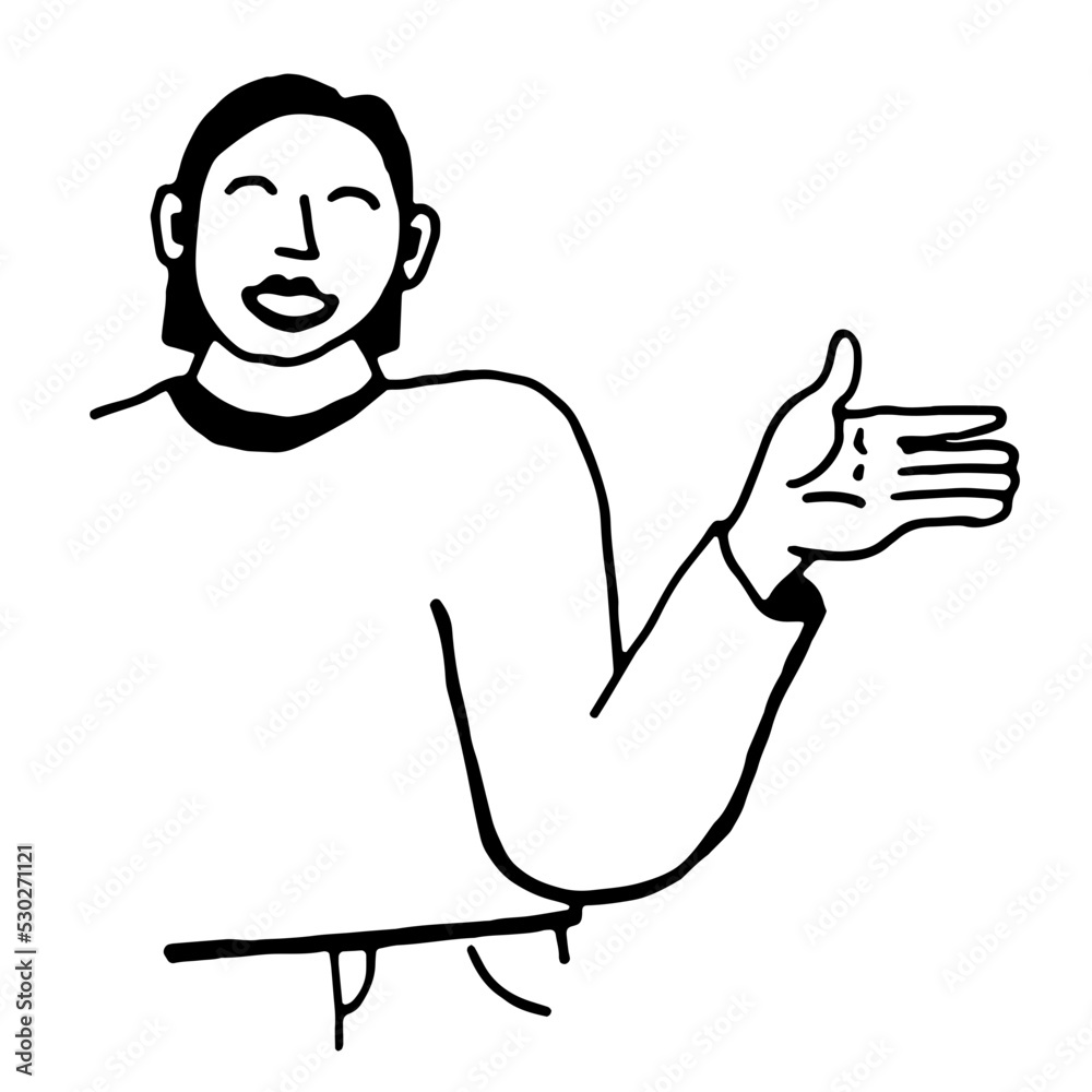 woman waving vector drawing