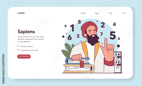 Persian and Arabic mathematicians invented numerals writing web banner photo