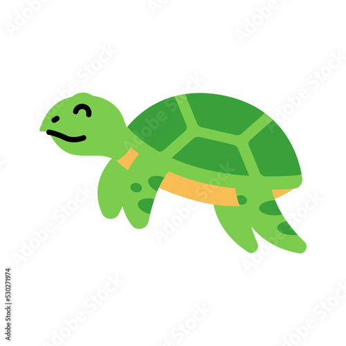 Cute little baby tortious. funny smiling animal. colored flat cartoon vector illustration photo