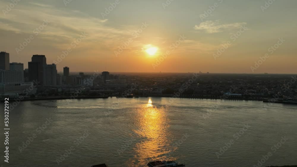 Sunset over New Orleans near the Mississippi River Sunset over New Orleans near the Mississippi River