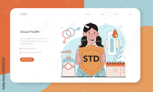 Sexual education web banner or landing page. Sexual health lesson