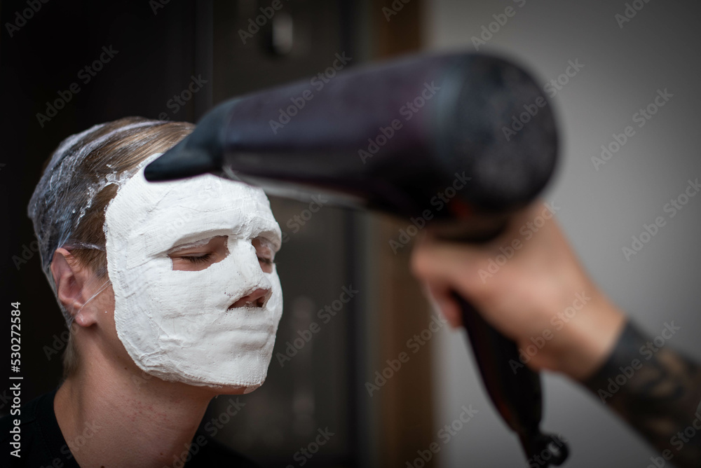 The process of making a plaster mask at home. creating masks based on a