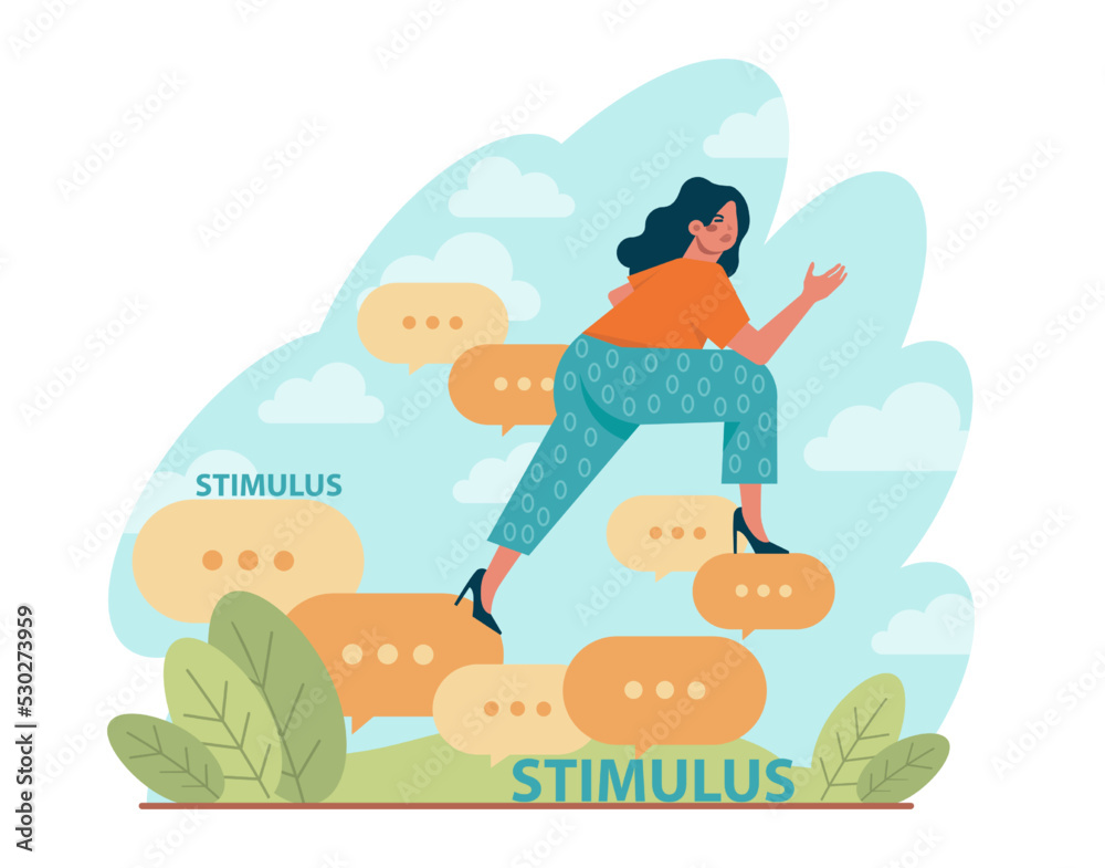 Stimulus concept. Character motivation boost, moving forward