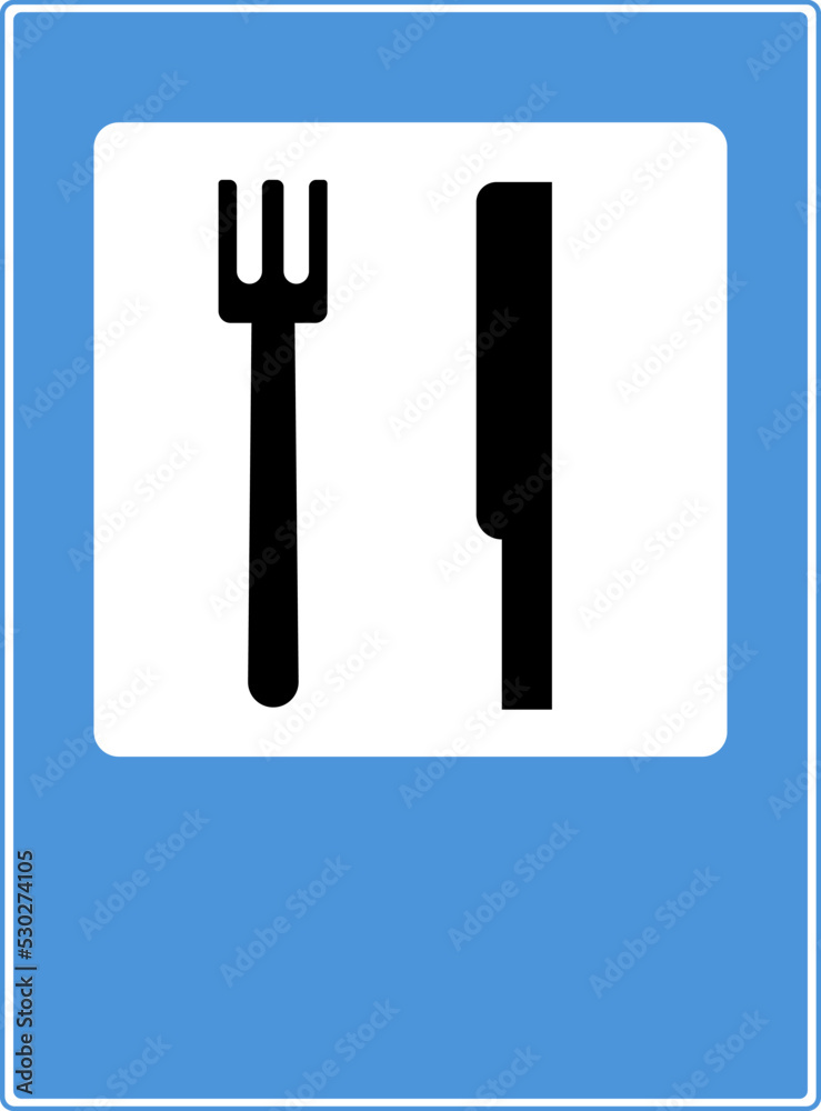 Road signs of the service. Food point. Fork, knife. Road signs of the service. Food point. Fork, knife.