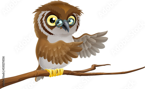 Cartoon owl wearing glasses