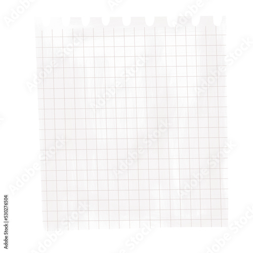 Piece of paper. Notepad page. Checkered paper sheet