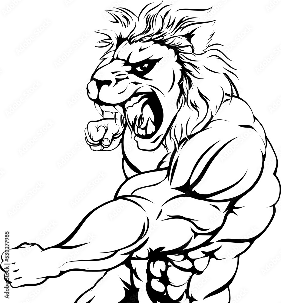 Obraz premium Tiger character punching