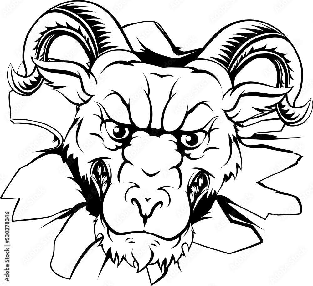 Obraz premium Ram mascot breakthrough