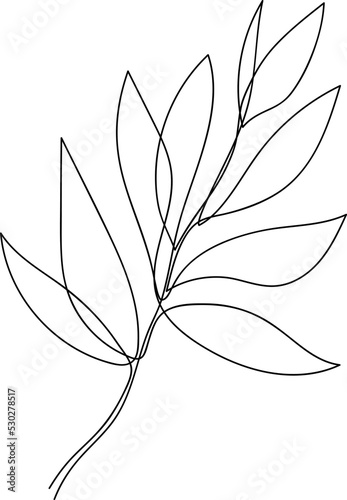 One Line Drawing Leaves art