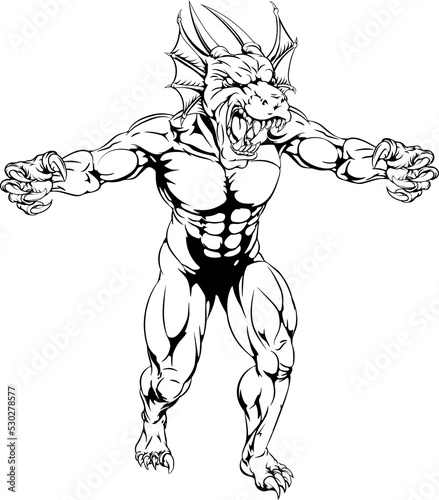 Dragon mascot claws out