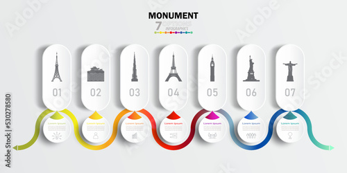 Travel landmark infographic world monument template.