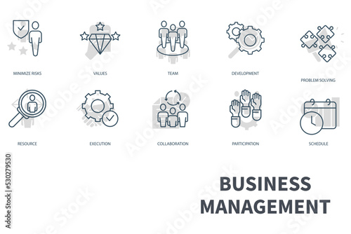 Business Management icons set. Set of editable stroke icons.Vector set of Business Management 