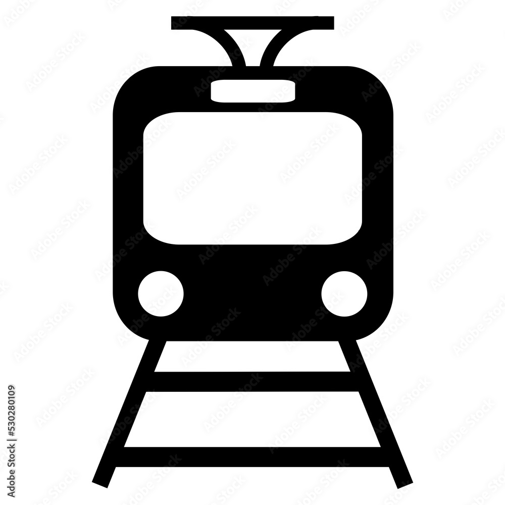 Illustrazione Stock Zug Icon in schwarz als Symbol für öffentlichen  Nahverkehr, bahnhof oder Straßenbahn | Adobe Stock