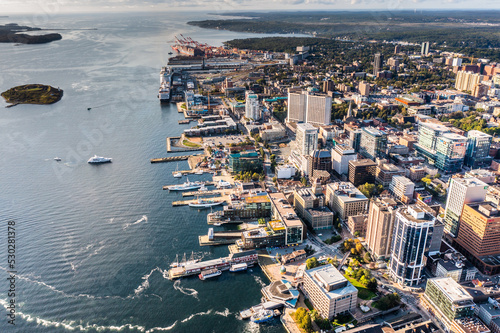 Obraz na plátně Halifax Nova Scotia,Canada, September 2022,  aerial view of Downtown Halifax Wat