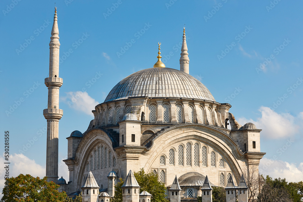 Nuruosmaniye mosque in Istanbul city center. Muslim worship temple. Turkey