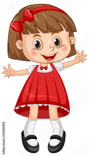 Little cute girl in red dress