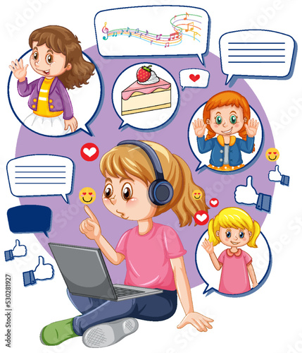 A girl using laptop for online learning