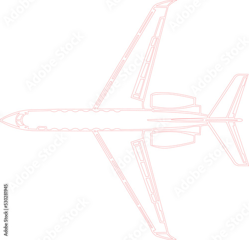 illustration of an airplane Gulfstream V on top view